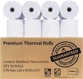THERMAL MACHINE ROLL 80 X 80MM BOX  50 CARTON